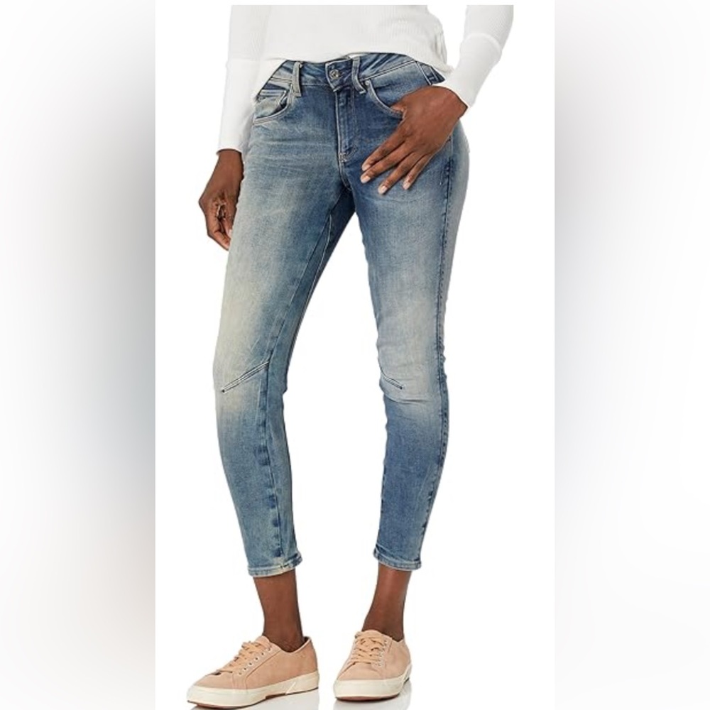 G STAR RAW Women's Arc 3D Mid Rise Skinny Fit Jeans, Medium Aged, 26W x 30L